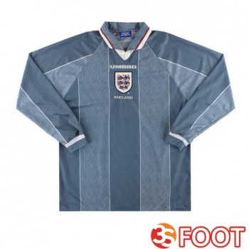 Maillot De Foot Angleterre Retro Exterieur Manche Longue Bleu Gris 1996