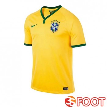 Maillot De Foot Bresil Retro Domicile Jaune 2014