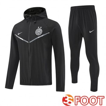 Ensemble Survetement Veste A Capuche Coupe-Vent Inter Milan Noir 2025/2026