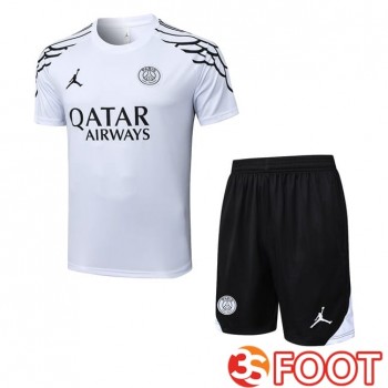 Ensemble Training T-Shirts Jordan Paris PSG + Shorts Blanc 2025/2026