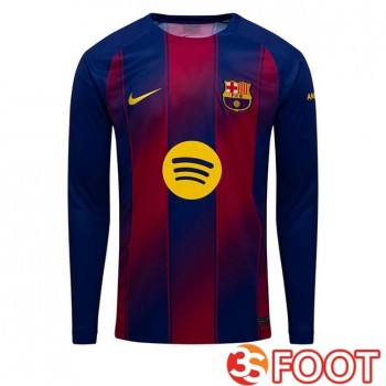 Maillot De Foot FC Barcelone Domicile Manche Longue Bleu Rouge 2025/2026
