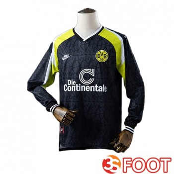 Maillot De Foot Dortmund BVB Retro Exterieur Manche Longue Noir 1995-1996