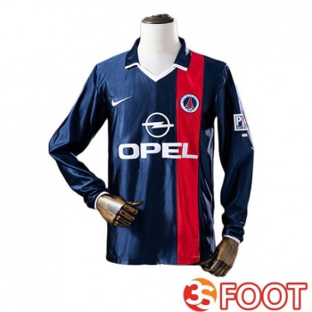 Maillot De Foot Paris PSG Retro Domicile Manche Longue Bleu Royal 2001-2002