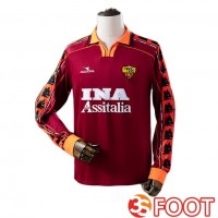 Maillot De Foot AS Roma Retro Domicile Manche Longue Rouge 1998-1999