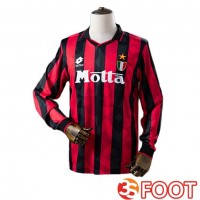 Maillot De Foot AC Milan Retro Domicile Manche Longue Rouge Noir 1993-1994