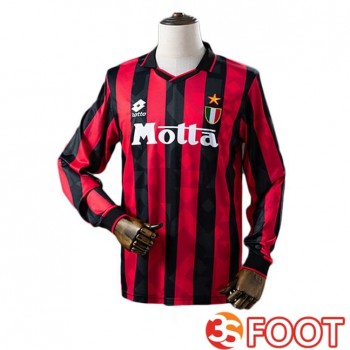 Maillot De Foot AC Milan Retro Domicile Manche Longue Rouge Noir 1993-1994