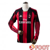 Maillot De Foot AC Milan Retro Domicile Manche Longue Rouge Noir 2010-2011