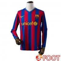 Maillot De Foot FC Barcelone Retro Domicile Manche Longue Rouge Bleu 2009-2010