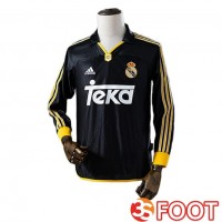 Maillot De Foot Real Madrid Retro Exterieur Manche Longue Noir 1999-2000