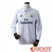 Maillot De Foot Real Madrid Retro Domicile Manche Longue Blanc 2016-2017