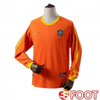 Maillot De Foot Bresil Retro Gardien De but Manche Longue Orange 1998