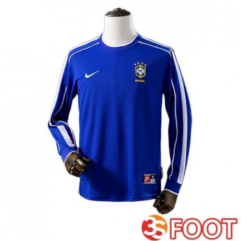 Maillot De Foot Bresil Retro Exterieur Manche Longue Bleu 1998