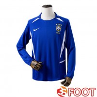 Maillot De Foot Bresil Retro Exterieur Manche Longue Bleu 2002