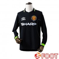 Maillot De Foot Manchester United Retro Gardien De but Manche Longue Noir 1998-1999