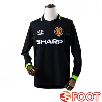 Maillot De Foot Manchester United Retro Gardien De but Manche Longue Noir 1998-1999