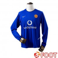 Maillot De Foot Manchester United Retro Third Manche Longue Bleu 2002-2003