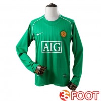 Maillot De Foot Manchester United Retro Gardien De but Manche Longue Vert 2007-2008