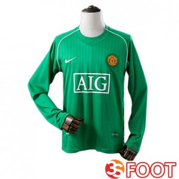 Maillot De Foot Manchester United Retro Gardien De but Manche Longue Vert 2007-2008