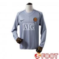 Maillot De Foot Manchester United Retro Gardien De but Manche Longue Gris 2007-2008