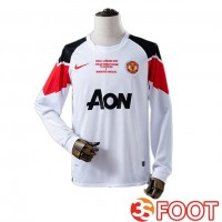 Maillot De Foot Manchester United Retro Exterieur Champions League Manche Longue Blanc 2010-2011