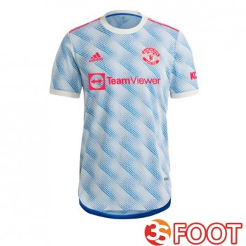 Maillot De Foot Manchester United Retro Exterieur Bleu Blanc 2021-2022